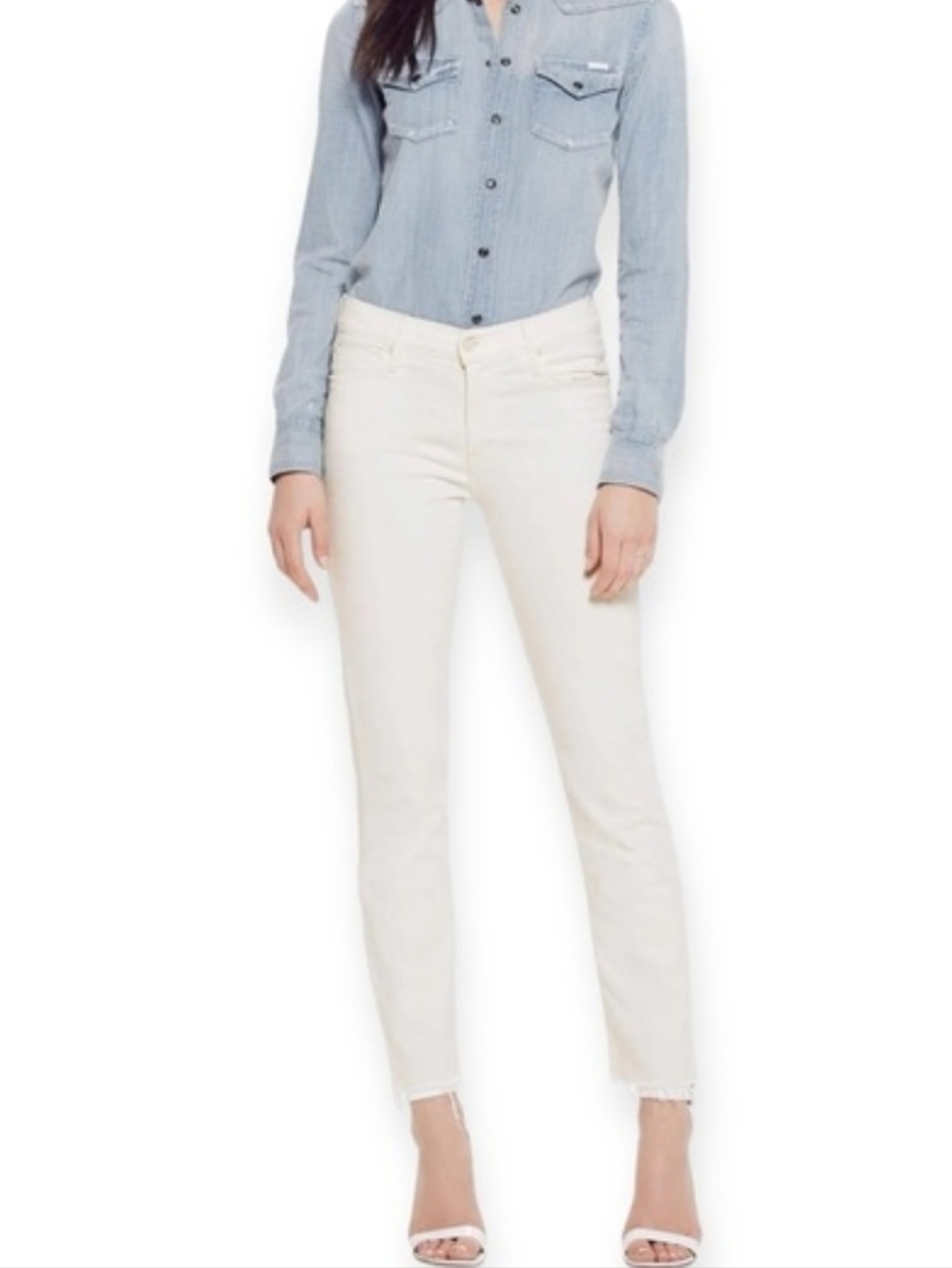 MOTHER The Rascal Ankle Snippet Cream Jeans 27